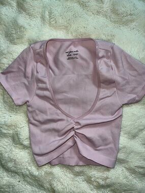Urban Outfitters Light Pink Ruched Scoop Crop Top